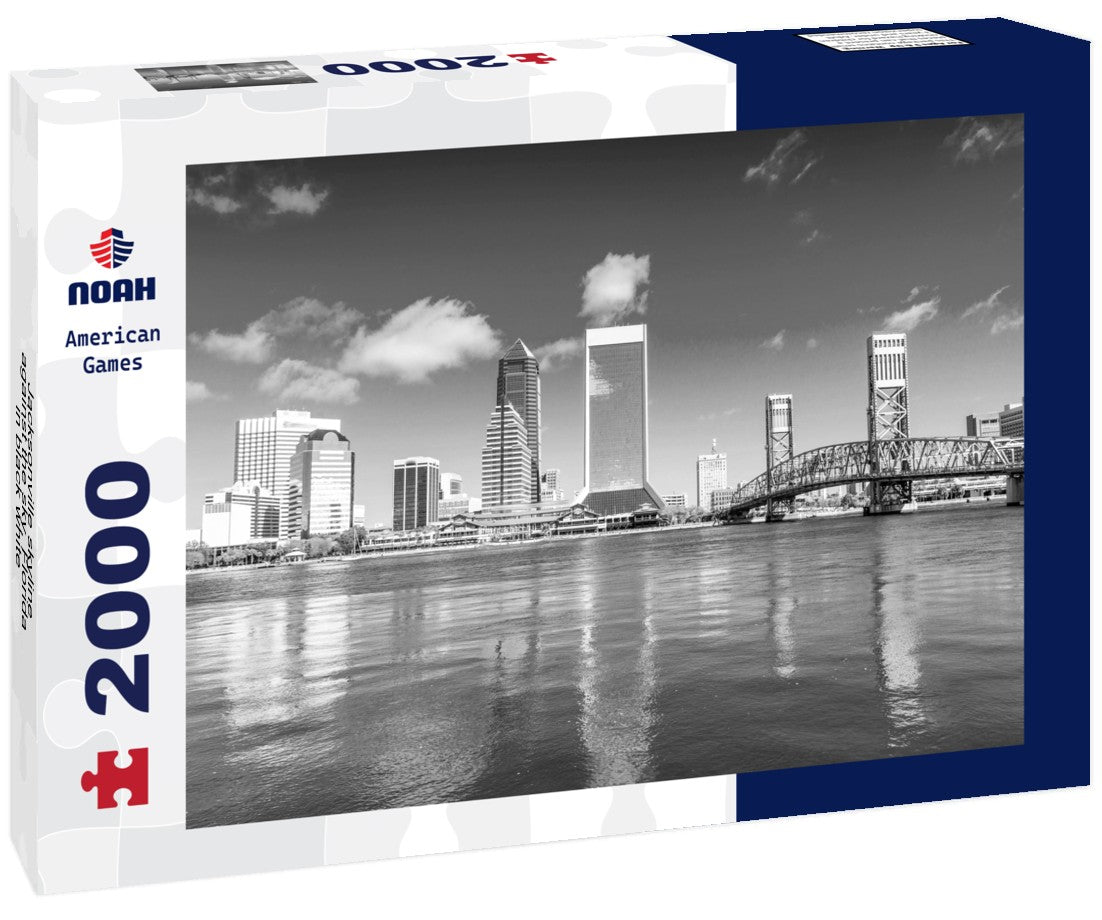 Noah Jigsaw Puzzle Jacksonville skyline against the sky, Florida in black white 2000 pieces