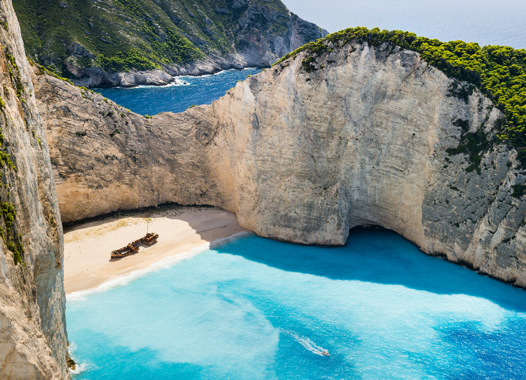 Idyllic view of beautiful Navagio Beach on Zakynthos Island