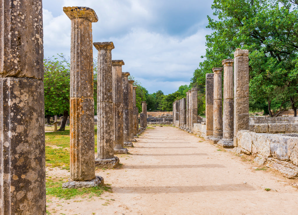 Palaistra (wrestling grounds), ruins of the ancient city of Olympia, Greece