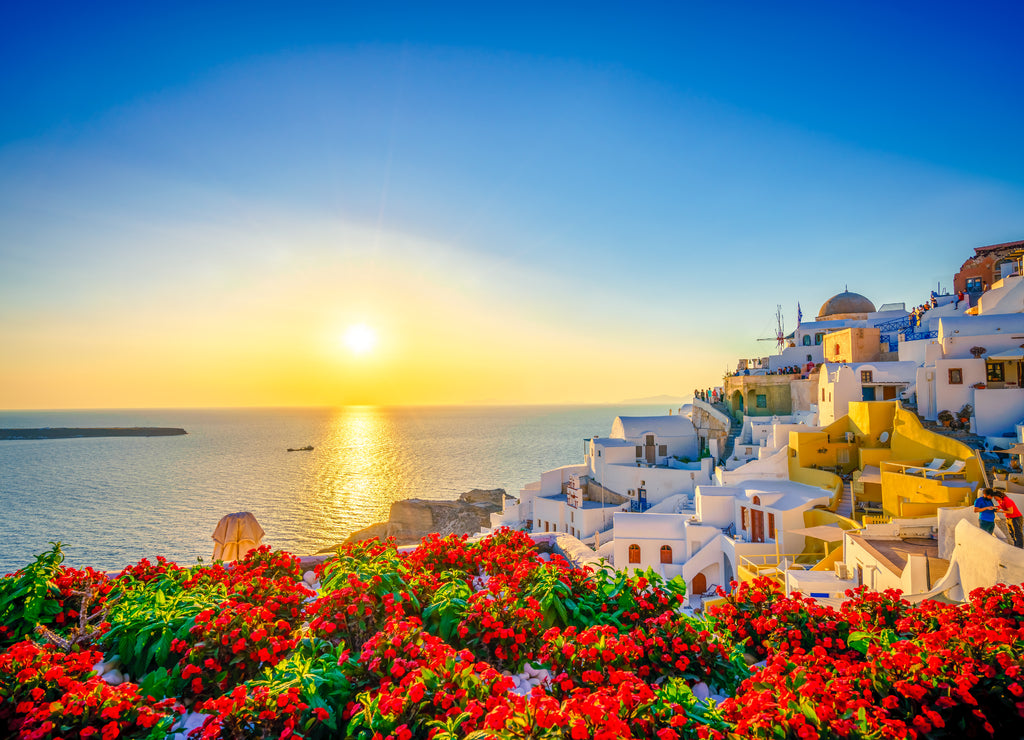 Sunset at Oia town, Santorini, Greece