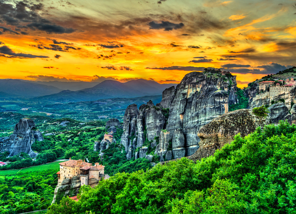 Sunset at Meteora in Greece