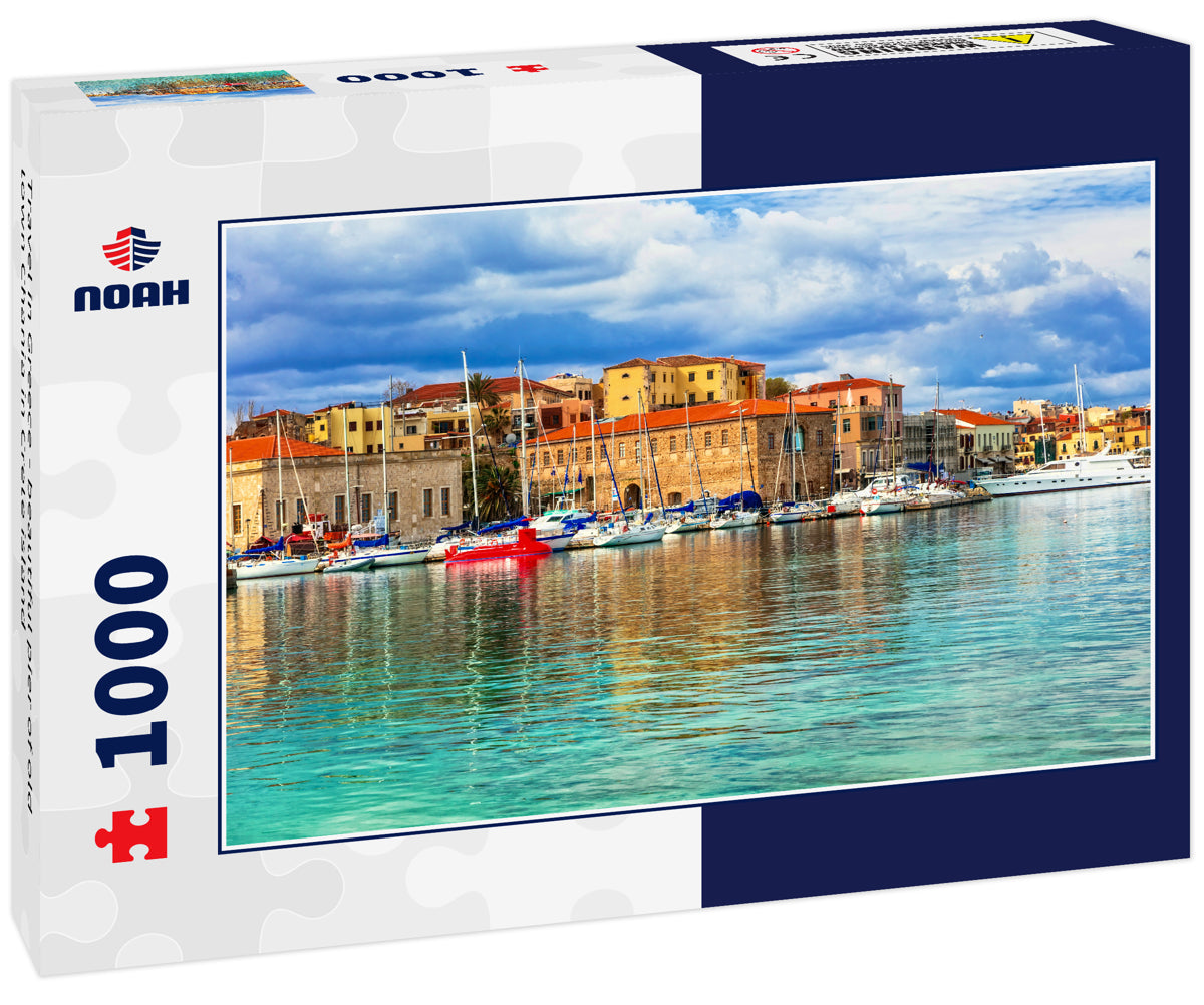 Travel in Greece - beautiful pier of old town Chania in Crete island