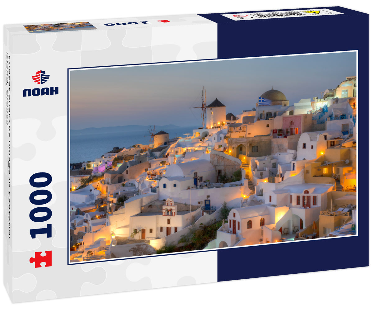 Sunset over Oia village In Santorini island, Greece