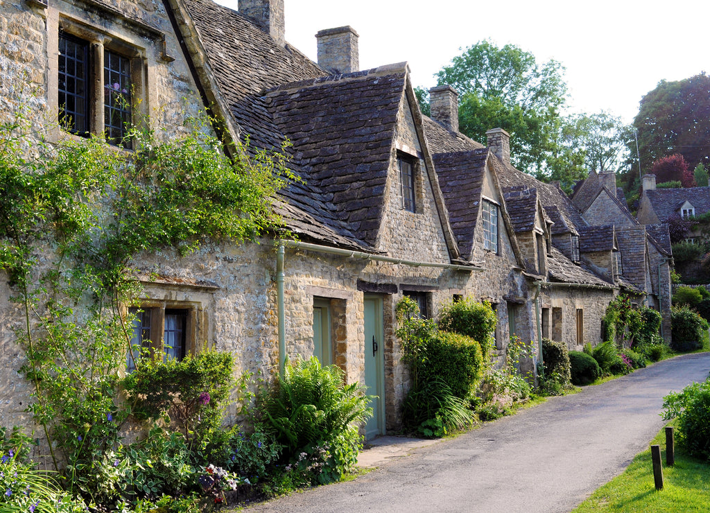 Traditional old houses in English countryside of Cotswolds