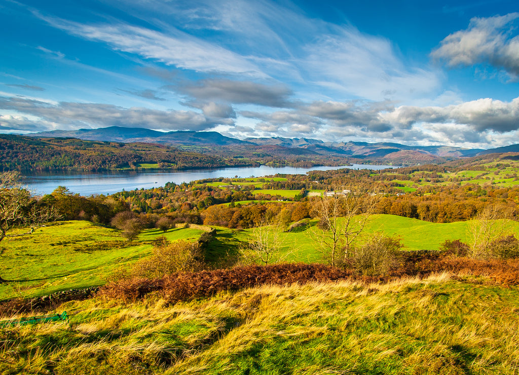 View on Windermere Lake from Orrest Head. English Lake District National Park, Cumbria, UK