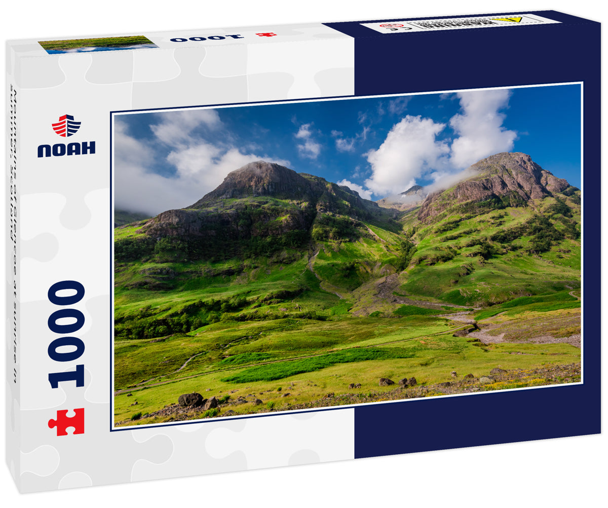 Mountains of Glencoe at sunrise in summer, Scotland