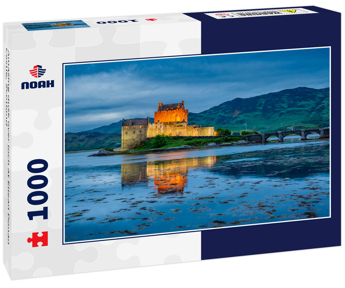 Amazing dusk over loch at Eilean Donan Castle, Scotland