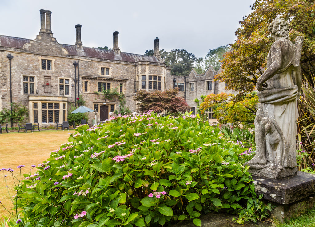 Traditional old manor house on the countryside of in Wales, UK