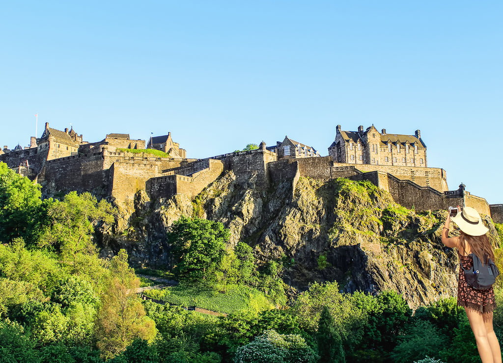 Looking up the hill at Edinburgh Castle. Edinburgh Castle