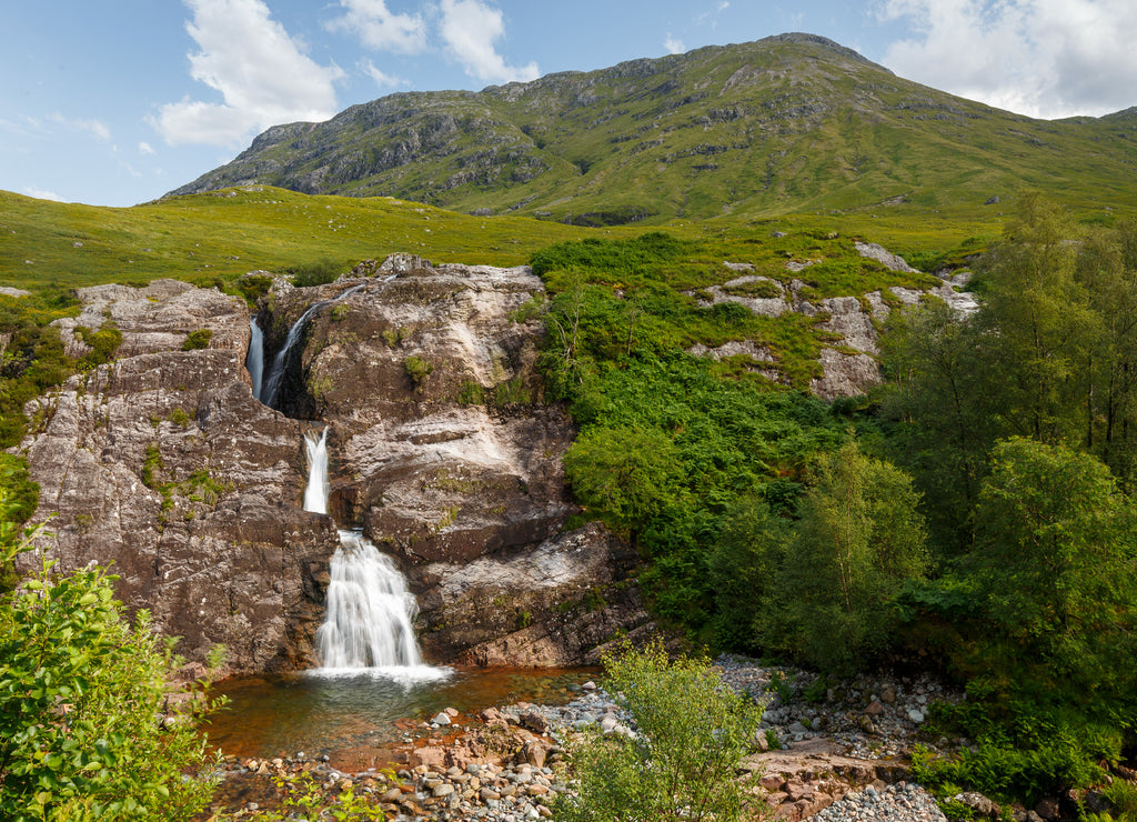 Glencoe Waterfall - The meeting of three waters between Glencoe and Altnafeadh, Highlands, Scotland, UK
