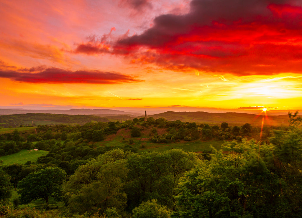 Sunset from Midsummer Hill Malverns on the Worcestershire and Herefordshire border one fine May evening