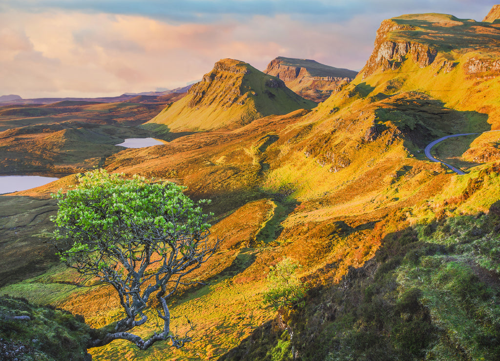 Sunrise over the Quiraing on the Isle of Skye in Scotland