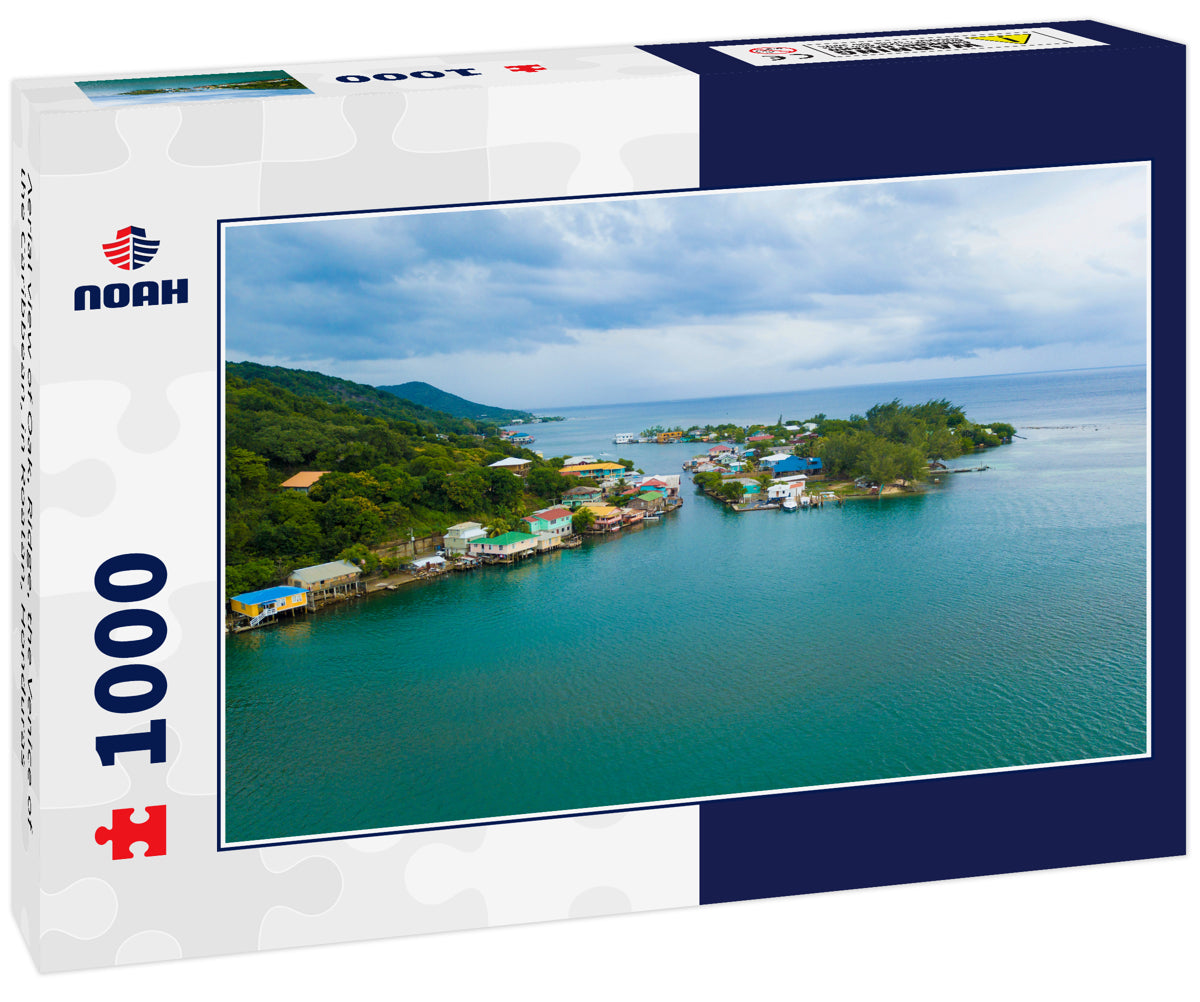 Aerial view of Oak, Ridge, the Venice of the Caribbean, in Roatan, Honduras