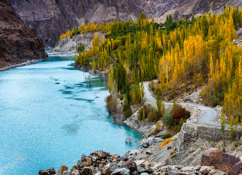 Indus river Alchi village in the Leh district of Ladakh, India