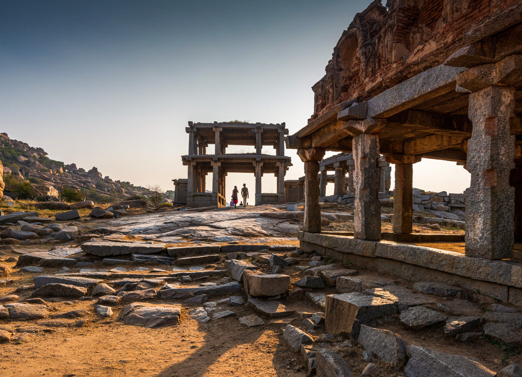 Ancient Vijayanagara Empire civilization ruins of Hampi, Karnataka, India