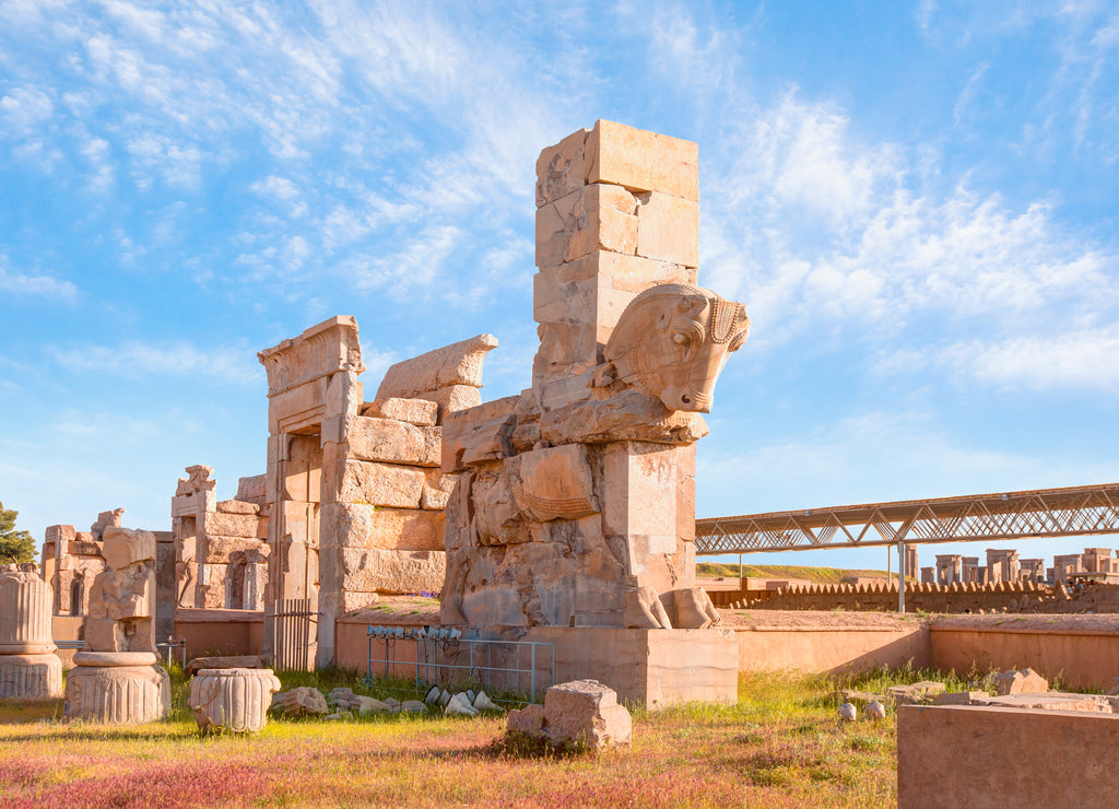 Panoramic view of ancient Persian capital city of Persepolis, Iran