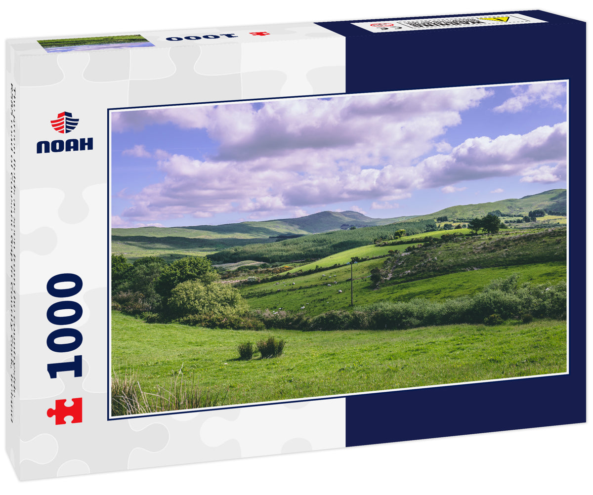 The green fields as seen from the countryside R585 road of Cousane Gap in County Cork, Ireland