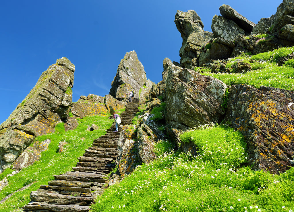 Skellig Michael or Great Skellig, home to the ruined remains of a Christian monastery. Inhabited by variety of seabirds. UNESCO World Heritage Site, Ireland