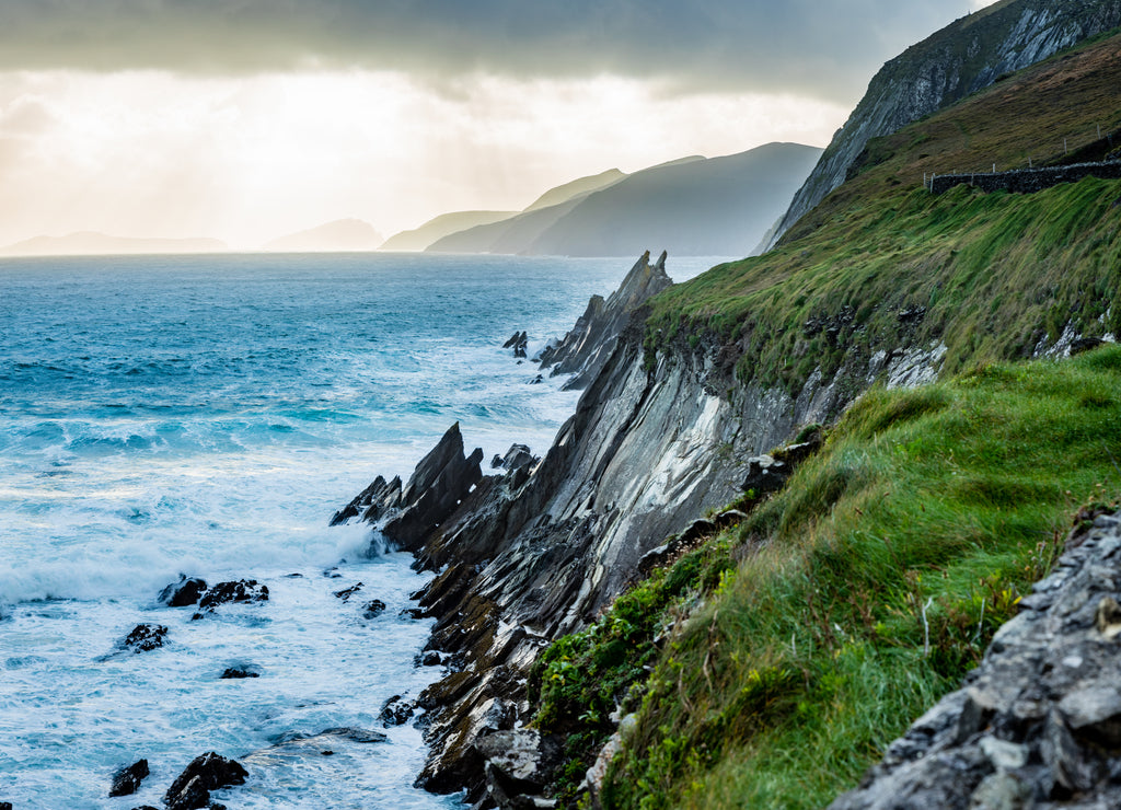 Coumeenoule harbour in south west ireland on the dingle peninsula on an autumn evening near sunset