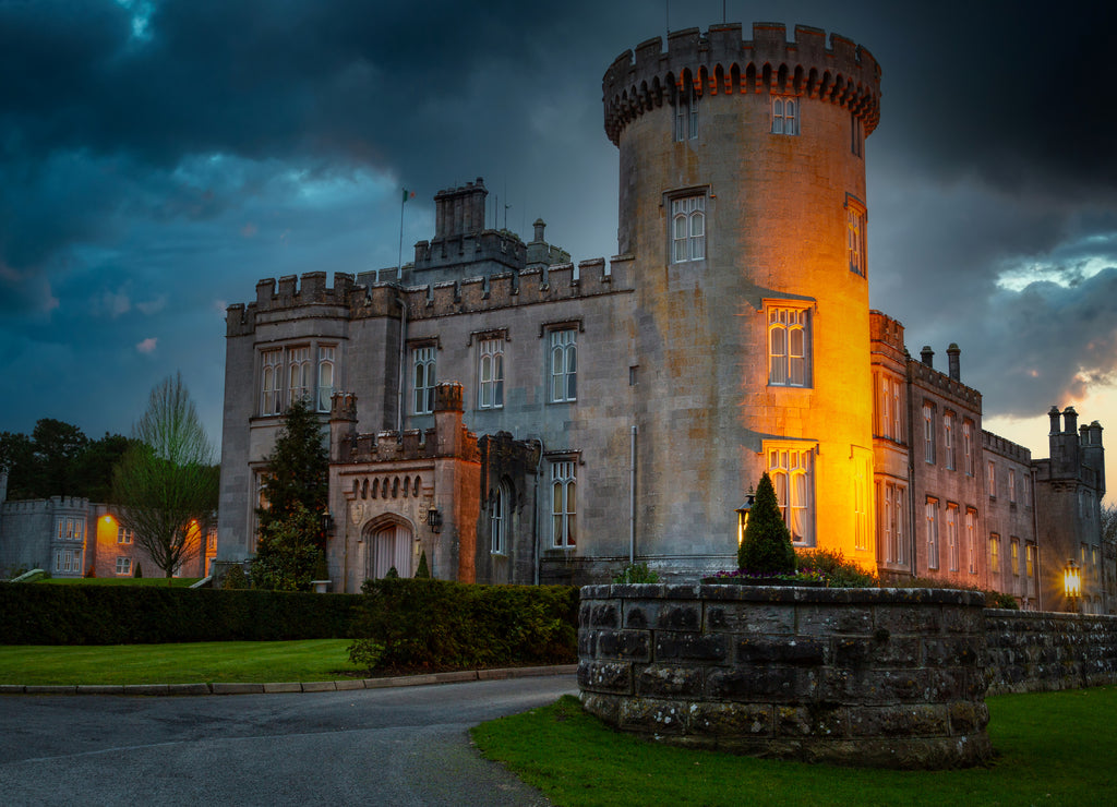 Dromoland Castle in west Ireland at dusk