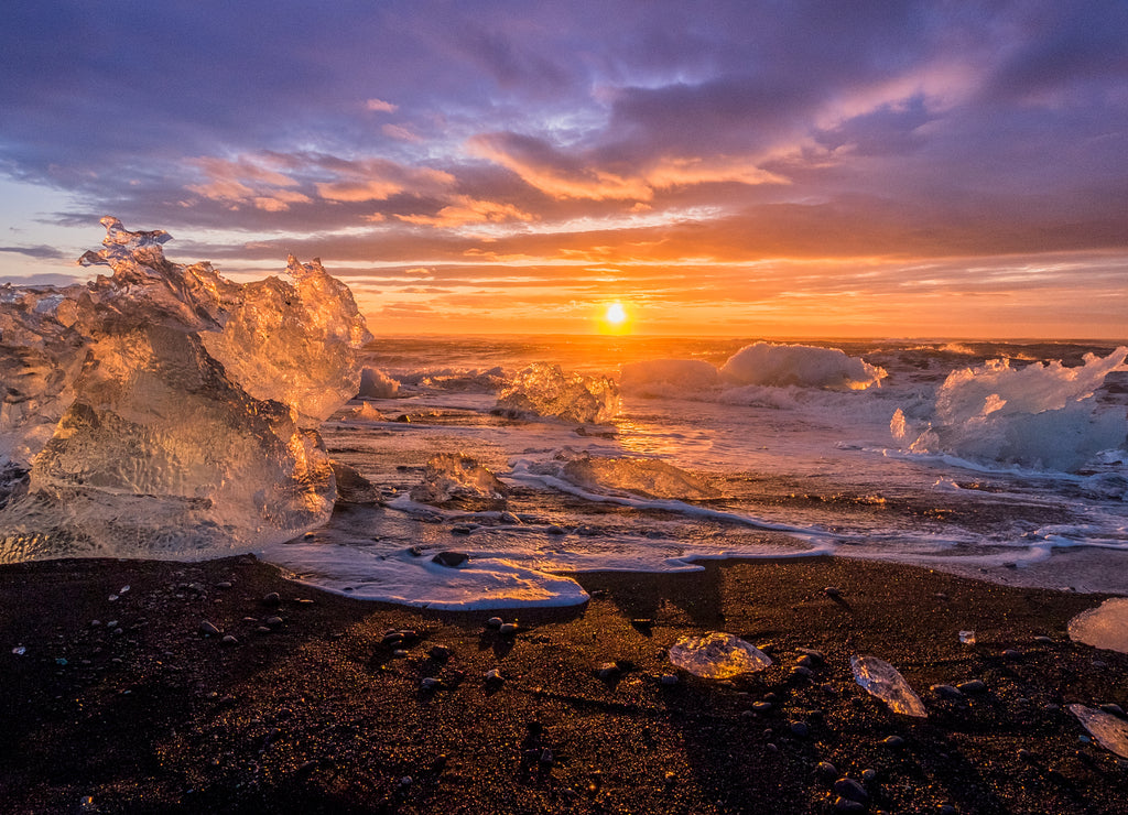 Ices on the beach at jokulsarlon - southeast Iceland