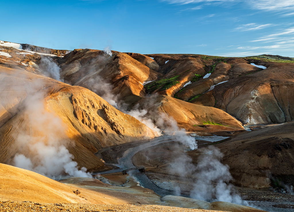 Sunrise in Kerlingarfjoll geothermal area in a sunny summer day, Iceland