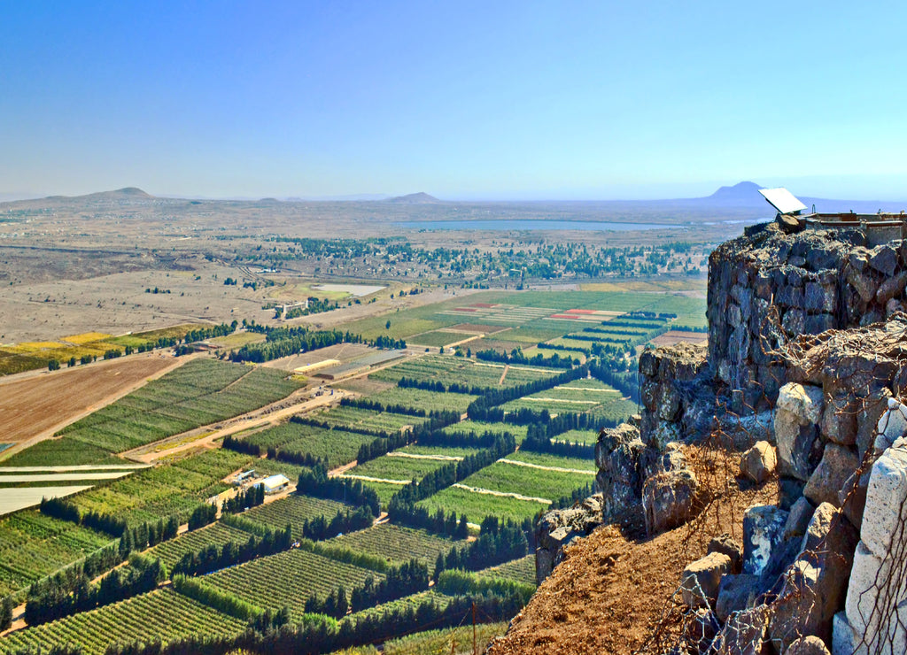 View of the Golan heights from mount Bental. Border between Israel and Syria