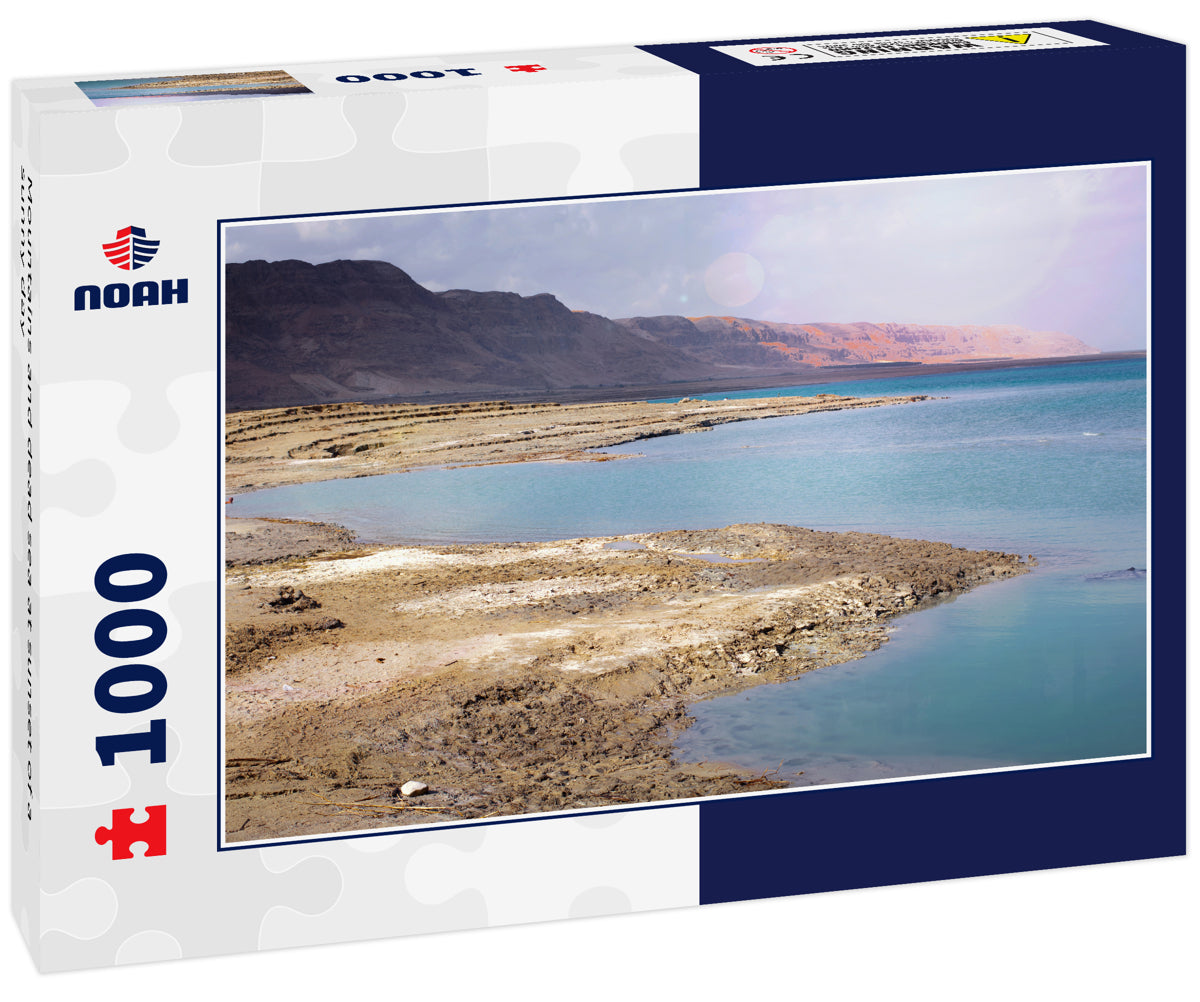 Mountains and dead sea at sunset of a sunny day