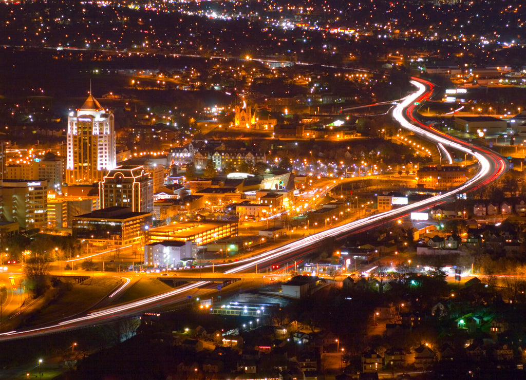 Roanoke, Virginia at Night, Seen From Mill Mountain