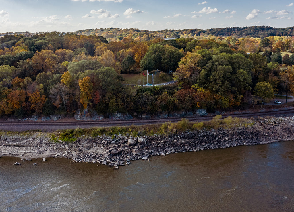 Mississippi River at Cape Girardeau Missouri. Cape Rock