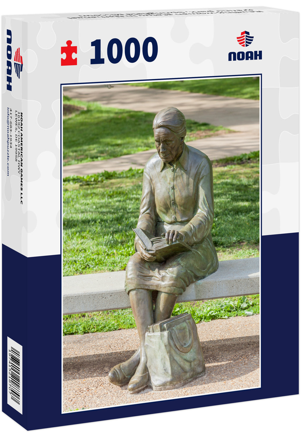 Reading woman statue in Nathanael greene park, Springfield Missouri