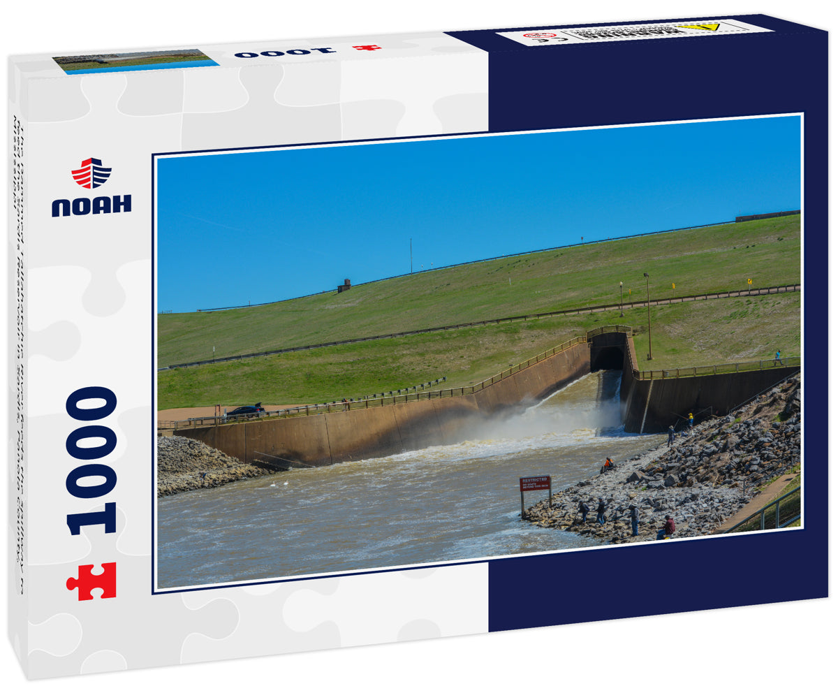 The Dammed Tallahatchie River feeds the spillway to feed the Sardis Reservoir in Sardis, Panola County, Mississippi