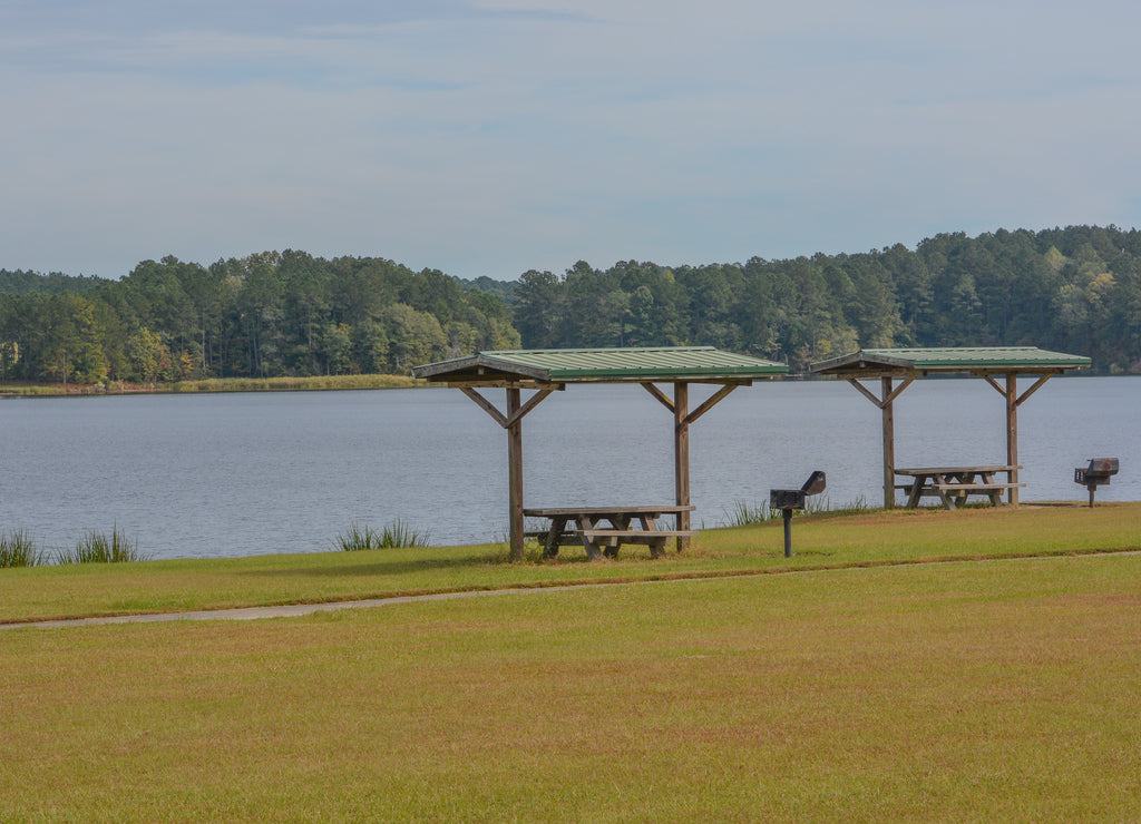 Picnic area on Okhissa Lake in Homochitto National Forest, Bude, Mississippi