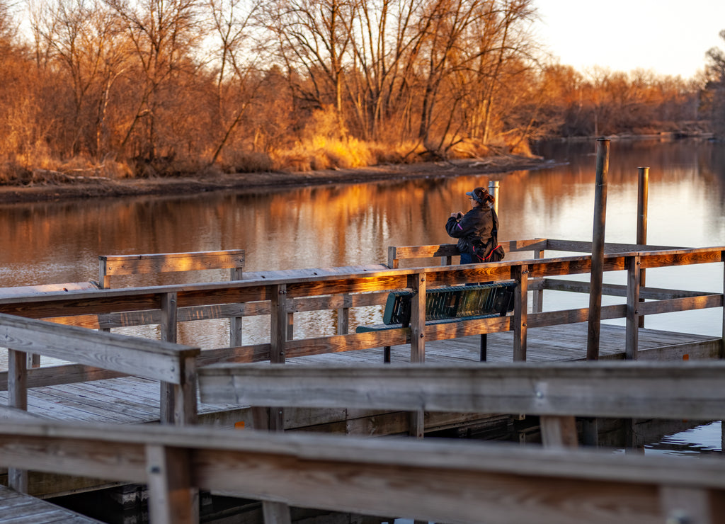 Wooden Pier Sunset on the Mississippi