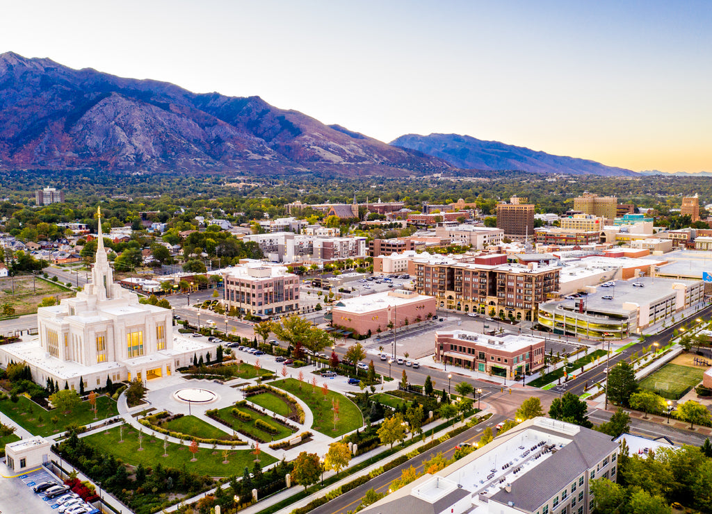 Ogden Utah Temple Downtown Sunrise