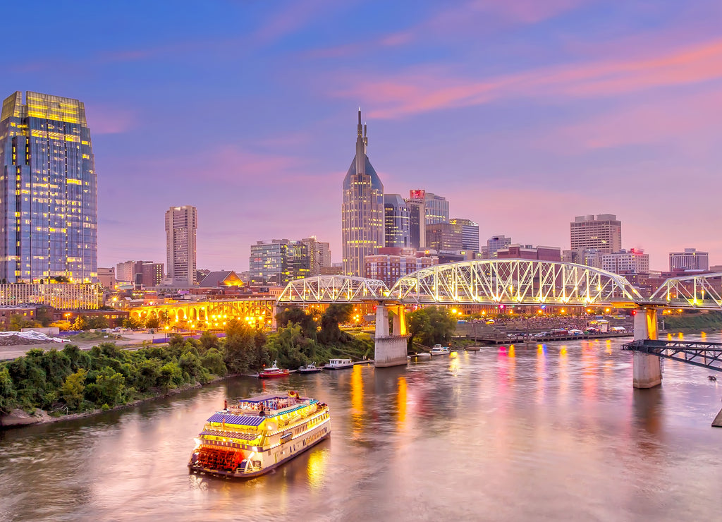 Nashville, Tennessee downtown skyline at twilight