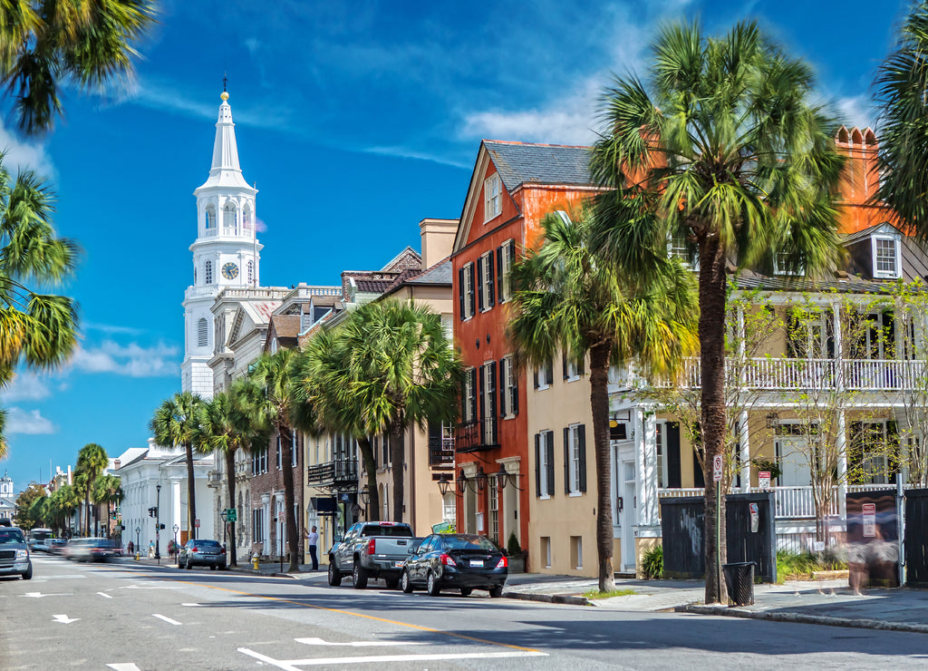 St. Michaels Church and Broad St. in Charleston, South Carolina