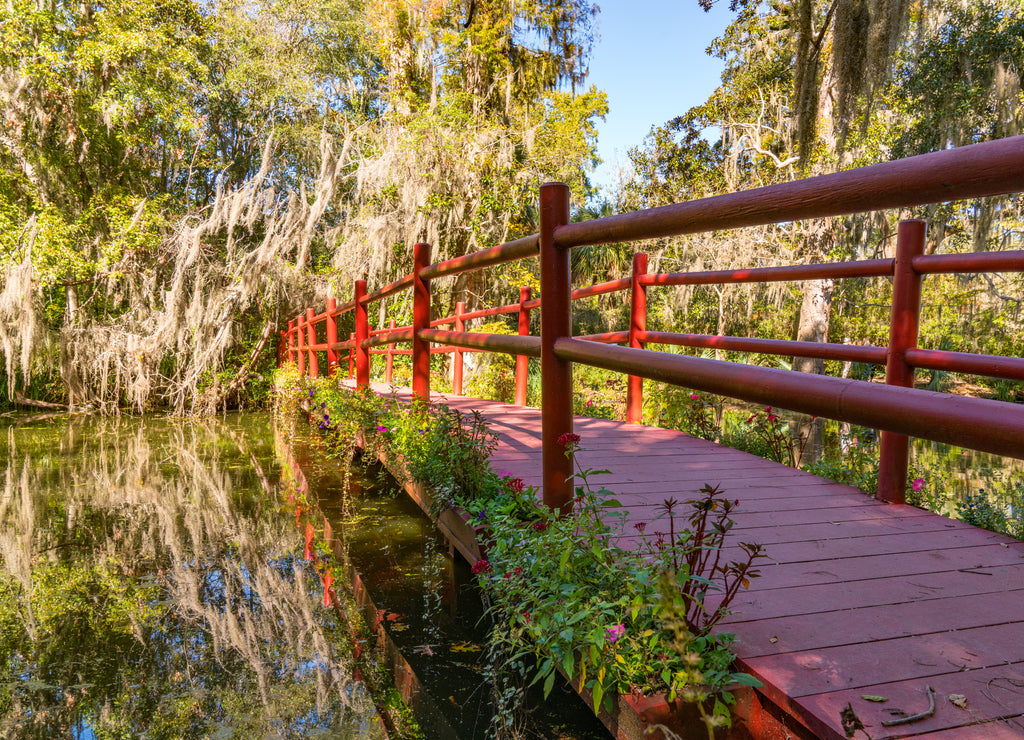 Red Bridge over Charleston, South Carolina Lake