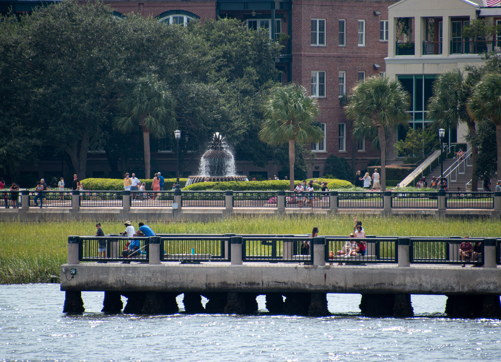The Pineapple Fountain in Charleston, South Carolina taken from a boat on the Cooper River