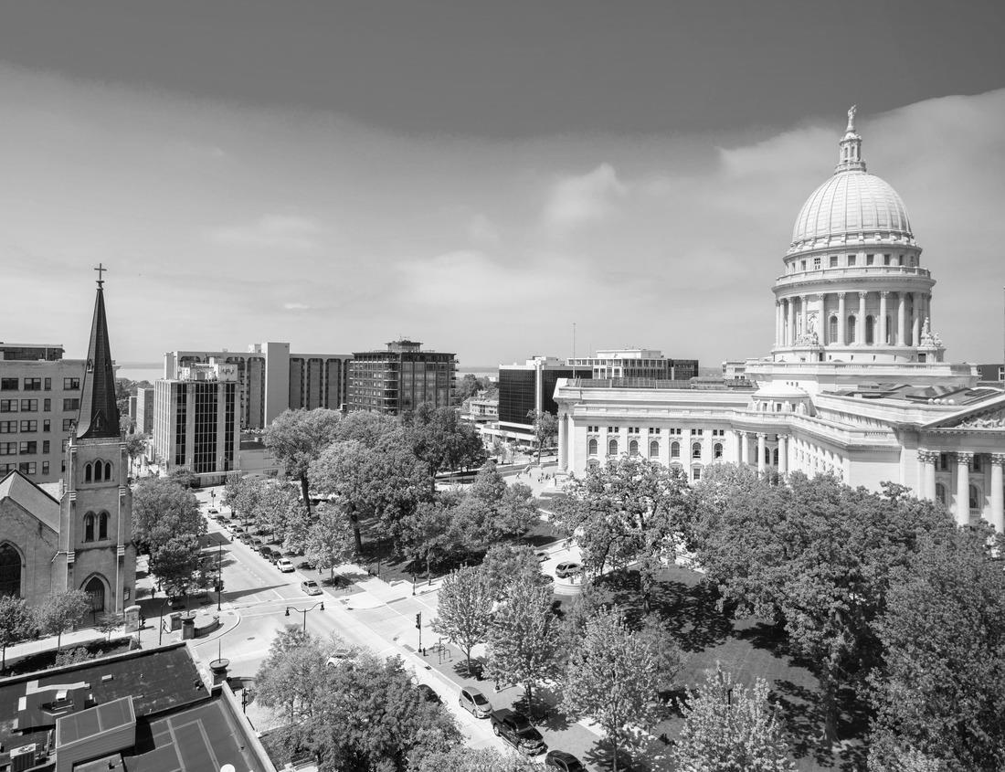 Noah Jigsaw Puzzle Indianapolis, Indiana, USA downtown city skyline over river walk in black white 1000 pieces
