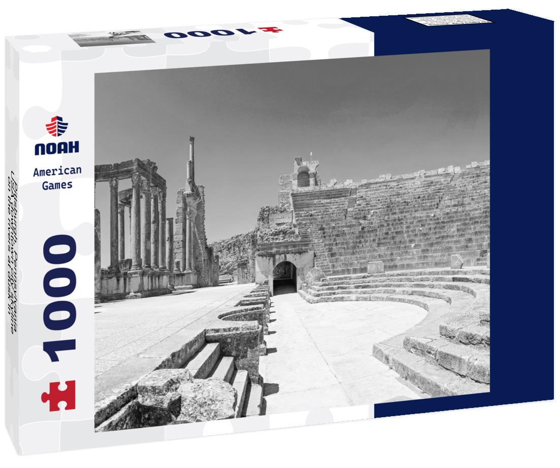 Noah Jigsaw Puzzle Pittsburgh, Pennsylvania, USA downtown city skyline on the rivers at dusk in black white 1000 pieces