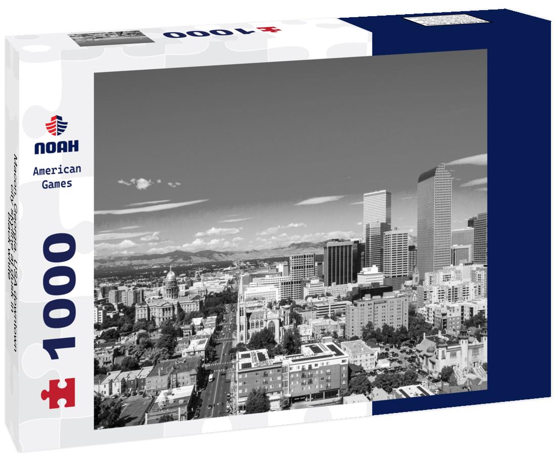 Noah Jigsaw Puzzle Macon, Georgia, USA downtown city skyline at dusk in black white 1000 pieces