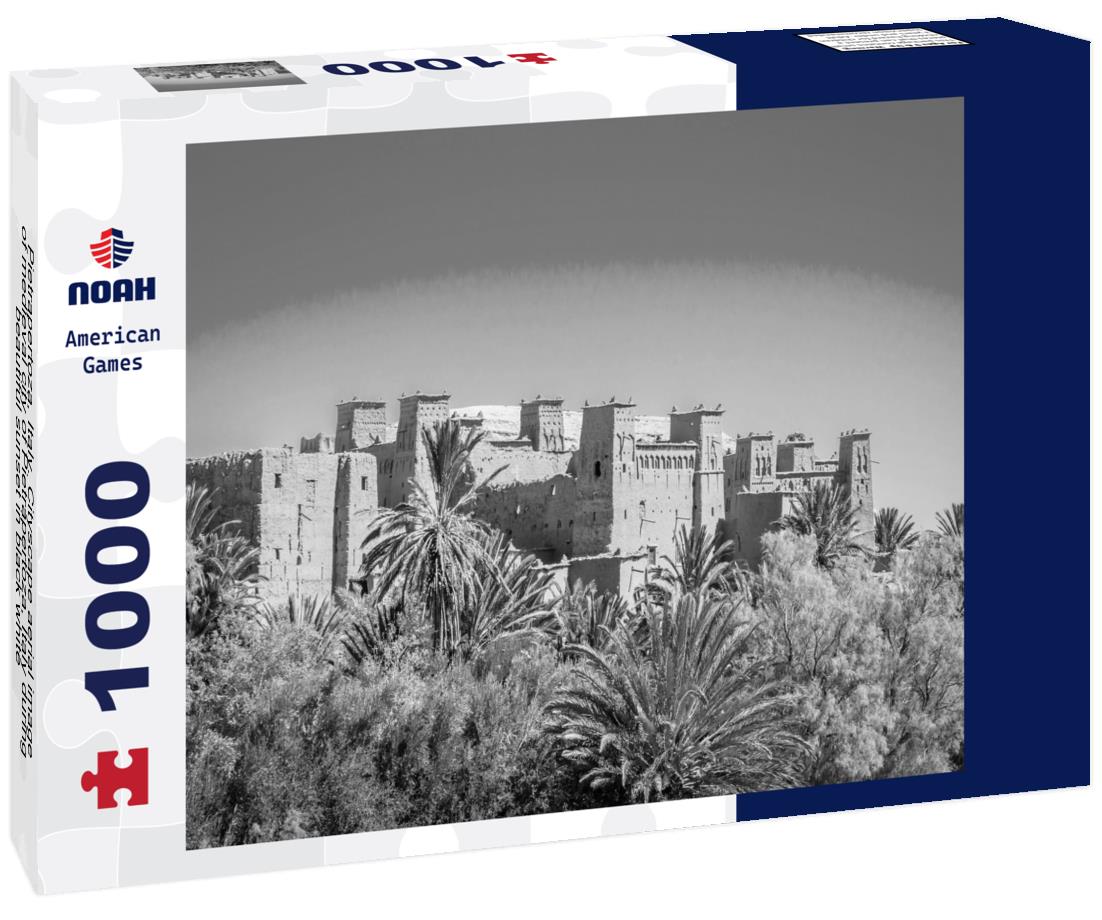 Noah Jigsaw Puzzle Pietrapertoza, Italy. Cityscape aerial image of medieval city of Pietrapertoza, Italy during beautiful sunset in black white 1000 pieces