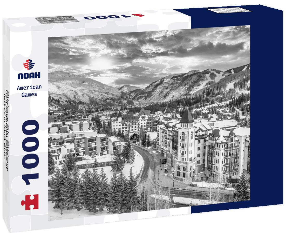 Noah Jigsaw Puzzle Oklahoma City, Oklahoma, USA downtown skyline at twilight in black white 1000 pieces