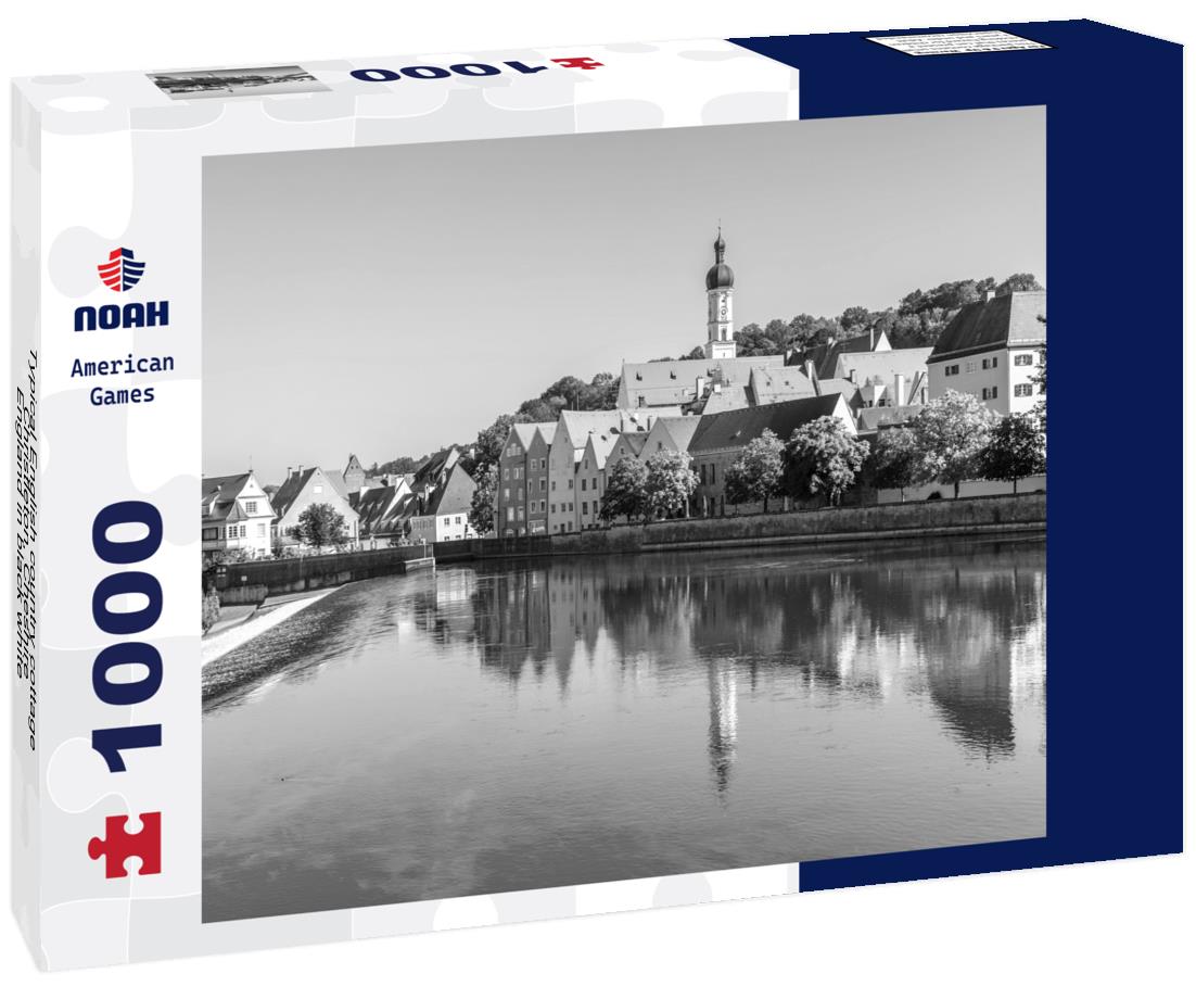 Noah Jigsaw Puzzle Typical English country cottage, Christleton, Cheshire, England in black white 1000 pieces