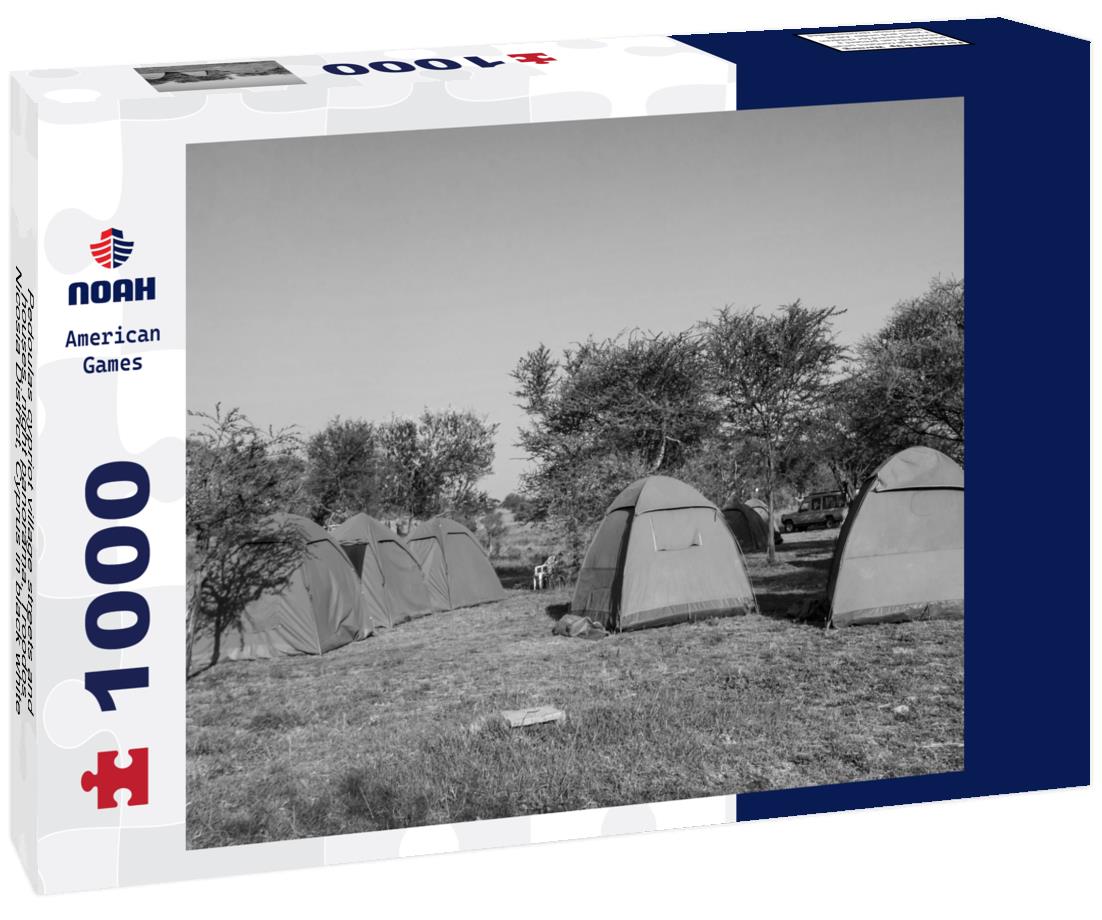 Noah Jigsaw Puzzle Pedoulas cypriot village streets and houses, night panorama, Troodos, Nicosia District, Cyprus in black white 1000 pieces