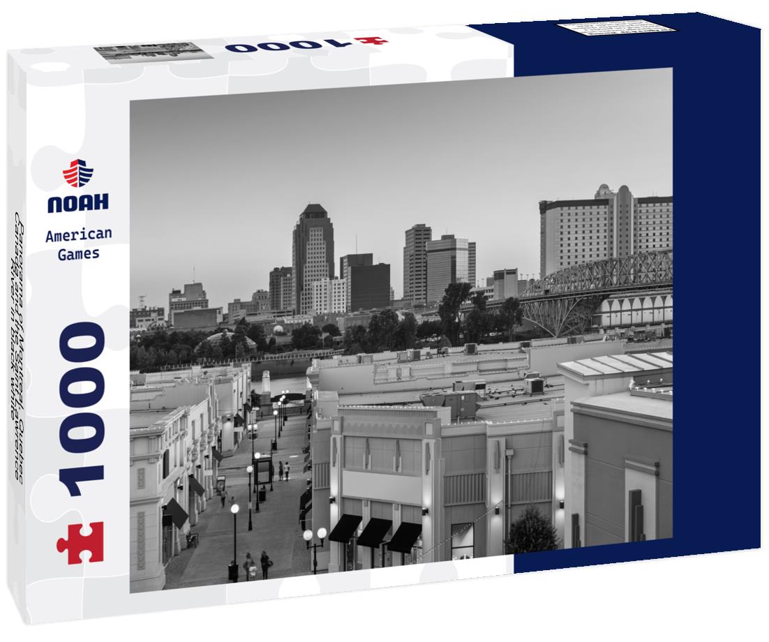 Noah Jigsaw Puzzle Panorama of Montreal, Quebec, Canada and the Saint Lawrence River in black white 1000 pieces