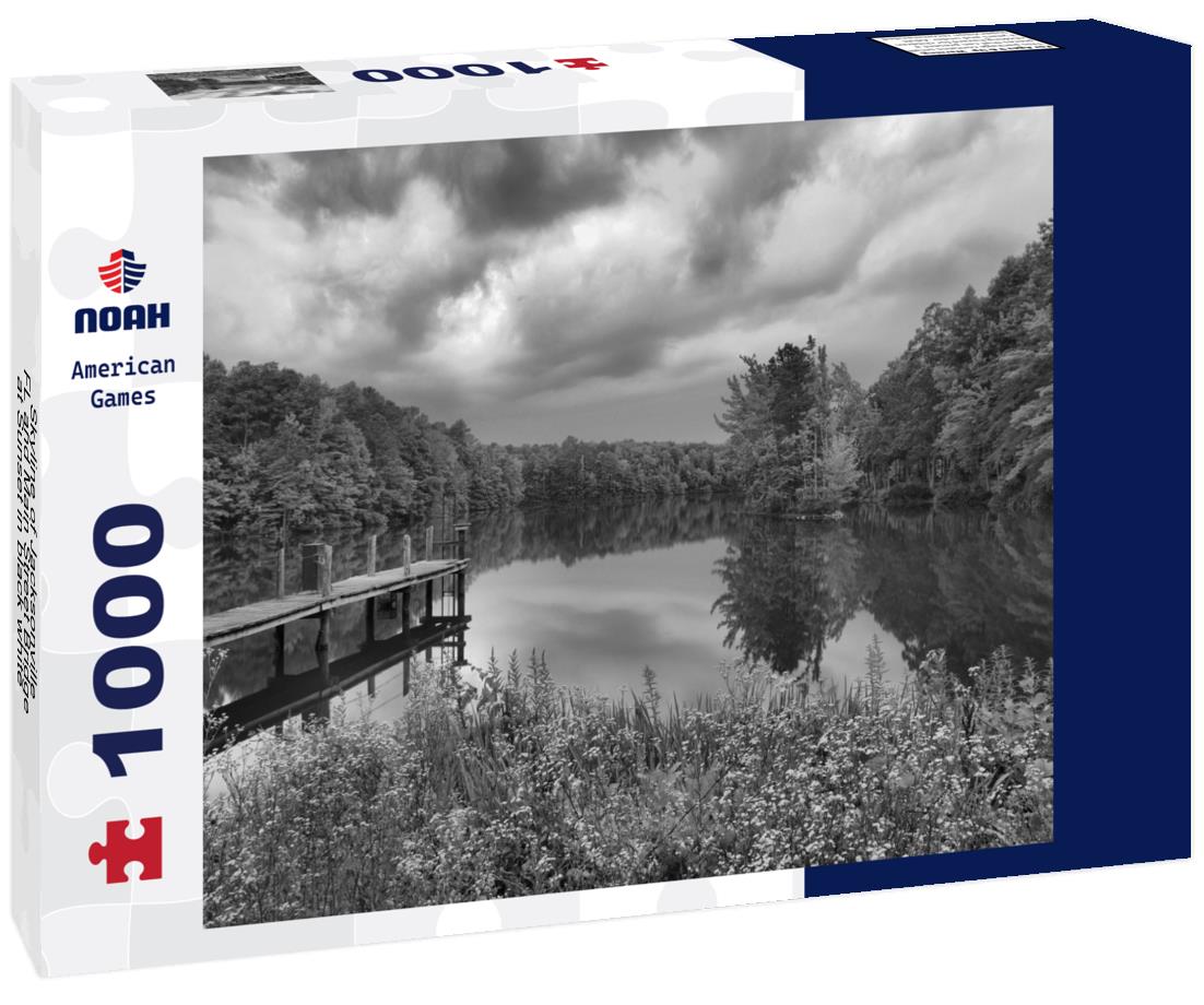 Noah Jigsaw Puzzle Skyline of Jacksonville, FL and Main Street Bridge at Sunset in black white 1000 pieces