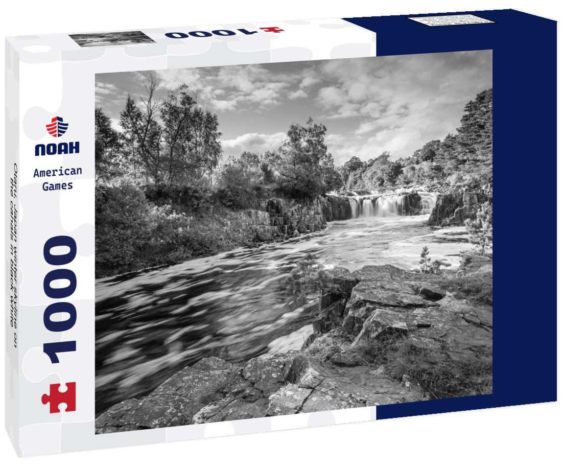 Noah Jigsaw Puzzle Otaru, Japan winter skyline on the canals in black white 1000 pieces