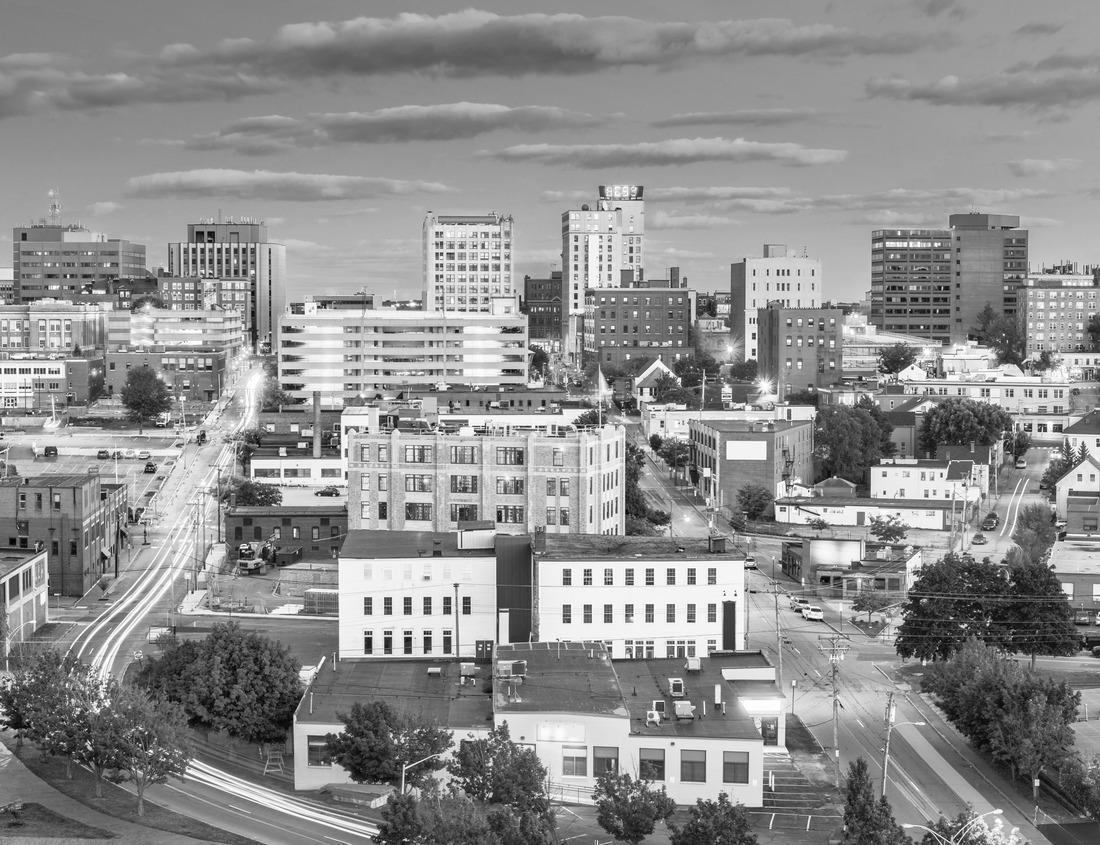 Noah Jigsaw Puzzle Durham, North Carolina, USA downtown cityscape in black white 1000 pieces